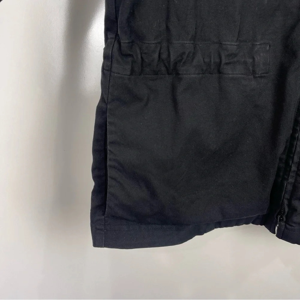 Eileen Fisher Black Cotton Zip-Up Utility Jacket Women's XS Pockets Cinch Waist - Picture 5 of 10